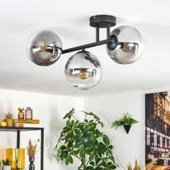 Gastor Plafonnier, Boule lumineuse Clair, Fumé, 3 lumières