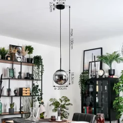 Gastor Suspension, Boule lumineuse 20 cm Fumé, 1 lumière