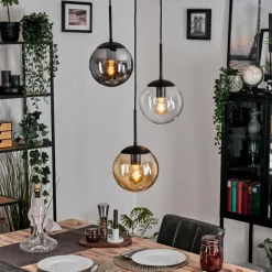 Gastor Suspension, Boule lumineuse Ambre, Clair, Fumé, 3 lumières