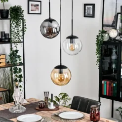 Gastor Suspension, Boule lumineuse Ambre, Clair, Fumé, 3 lumières