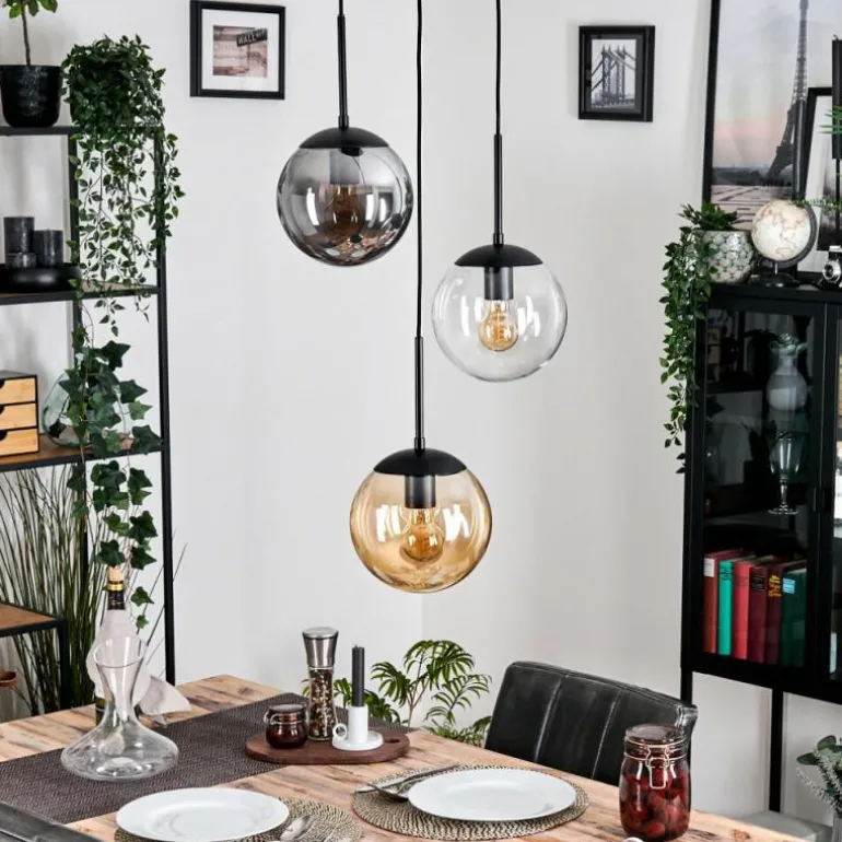 Gastor Suspension, Boule lumineuse Ambre, Clair, Fumé, 3 lumières