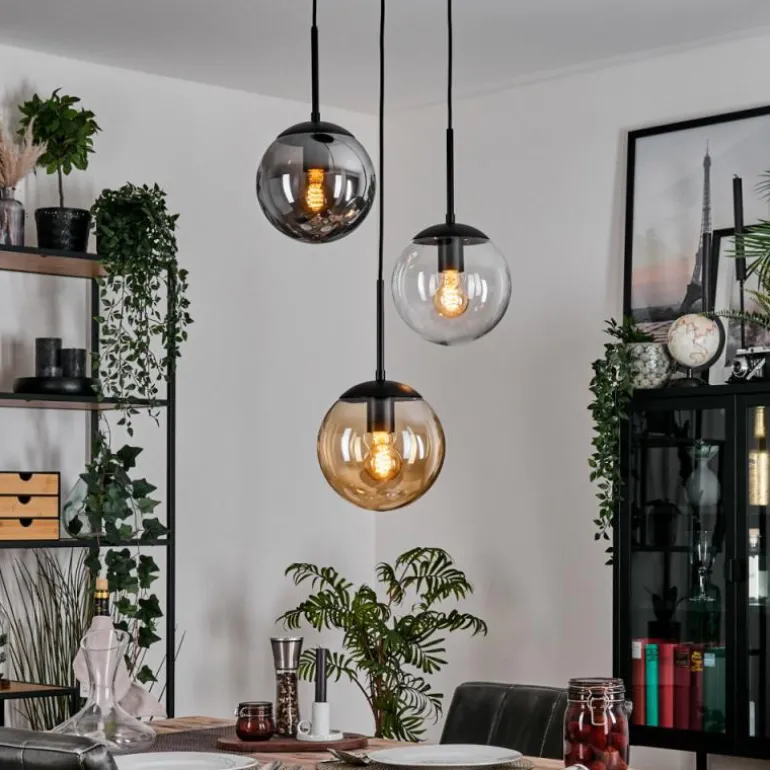 Gastor Suspension, Boule lumineuse Ambre, Clair, Fumé, 3 lumières
