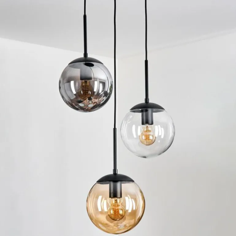 Gastor Suspension, Boule lumineuse Ambre, Clair, Fumé, 3 lumières