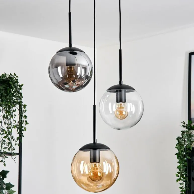 Gastor Suspension, Boule lumineuse Ambre, Clair, Fumé, 3 lumières