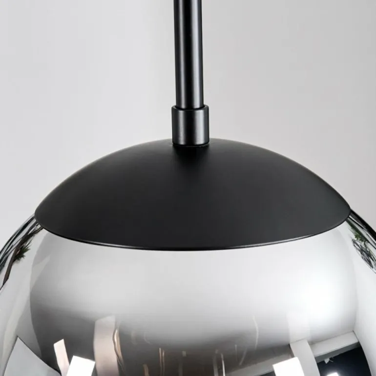 Gastor Suspension, Boule lumineuse Chrome, Fumé, 3 lumières