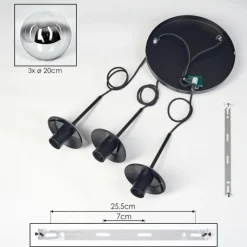 Gastor Suspension, Boule lumineuse Chrome, Fumé, 3 lumières