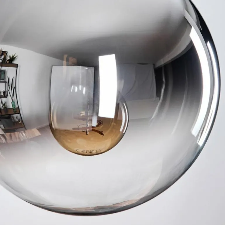 Gastor Suspension, Boule lumineuse Chrome, Fumé, 3 lumières