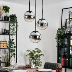 Gastor Suspension, Boule lumineuse Chrome, Fumé, 3 lumières