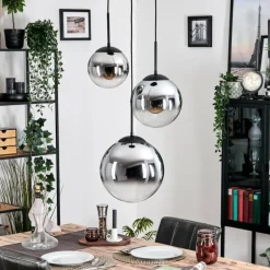 Gastor Suspension, Boule lumineuse Chrome, Fumé, 3 lumières