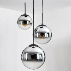 Gastor Suspension, Boule lumineuse Chrome, Fumé, 3 lumières