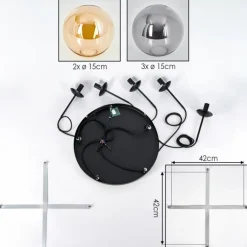 Gastor Suspension, Boule lumineuse, Suspension Ambre, Fumé, 5 lumières