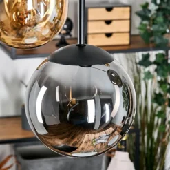 Gastor Suspension, Boule lumineuse, Suspension Ambre, Fumé, 5 lumières