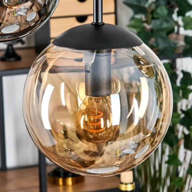 Gastor Suspension, Boule lumineuse, Suspension Ambre, Fumé, 5 lumières
