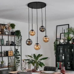 Gastor Suspension, Boule lumineuse, Suspension Ambre, Fumé, 5 lumières