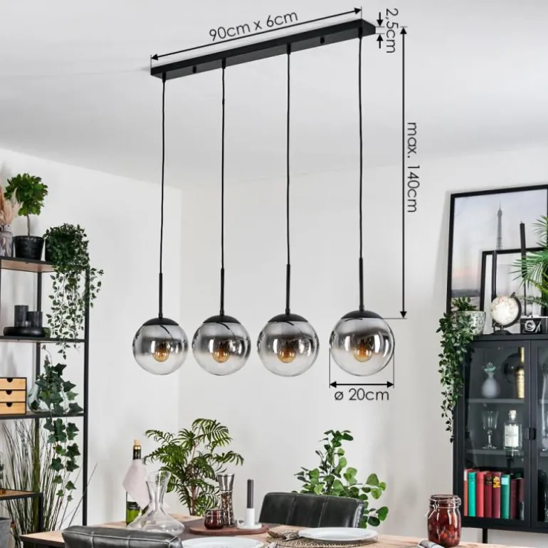 Gastor Suspension, Boule lumineuse, Suspension Clair, Fumé, 4 lumières