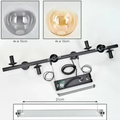 Gastor Suspension, Boule lumineuse, Suspension Ambre, Clair, Fumé, 8 lumières