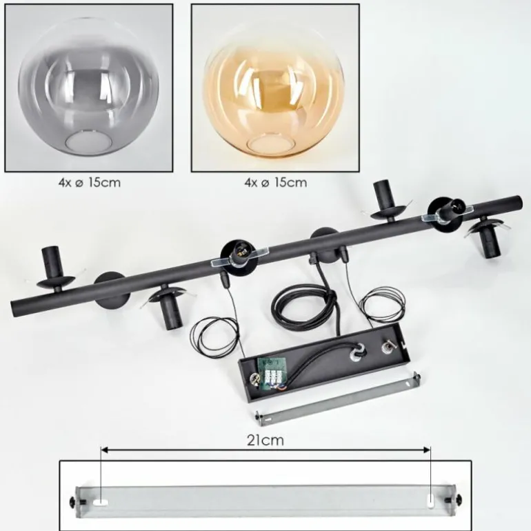 Gastor Suspension, Boule lumineuse, Suspension Ambre, Clair, Fumé, 8 lumières