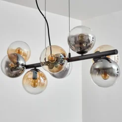 Gastor Suspension, Boule lumineuse, Suspension Ambre, Clair, Fumé, 8 lumières