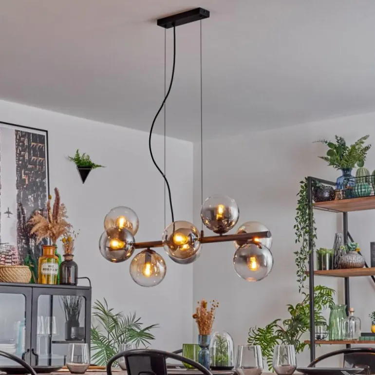 Gastor Suspension, Boule lumineuse, Suspension Ambre, Clair, Fumé, 8 lumières