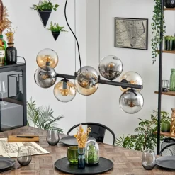 Gastor Suspension, Boule lumineuse, Suspension Ambre, Clair, Fumé, 8 lumières