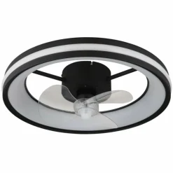 Gatian Ventilateur de plafond lumineux Luminaires Globo Lighting LED Noir, 1 lumière, Télécommandes
