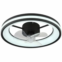 Gatian Ventilateur de plafond lumineux Luminaires Globo Lighting LED Noir, 1 lumière, Télécommandes