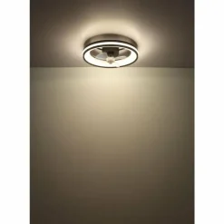 Gatian Ventilateur de plafond lumineux Luminaires Globo Lighting LED Noir, 1 lumière, Télécommandes