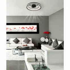 Gatian Ventilateur de plafond lumineux Luminaires Globo Lighting LED Noir, 1 lumière, Télécommandes