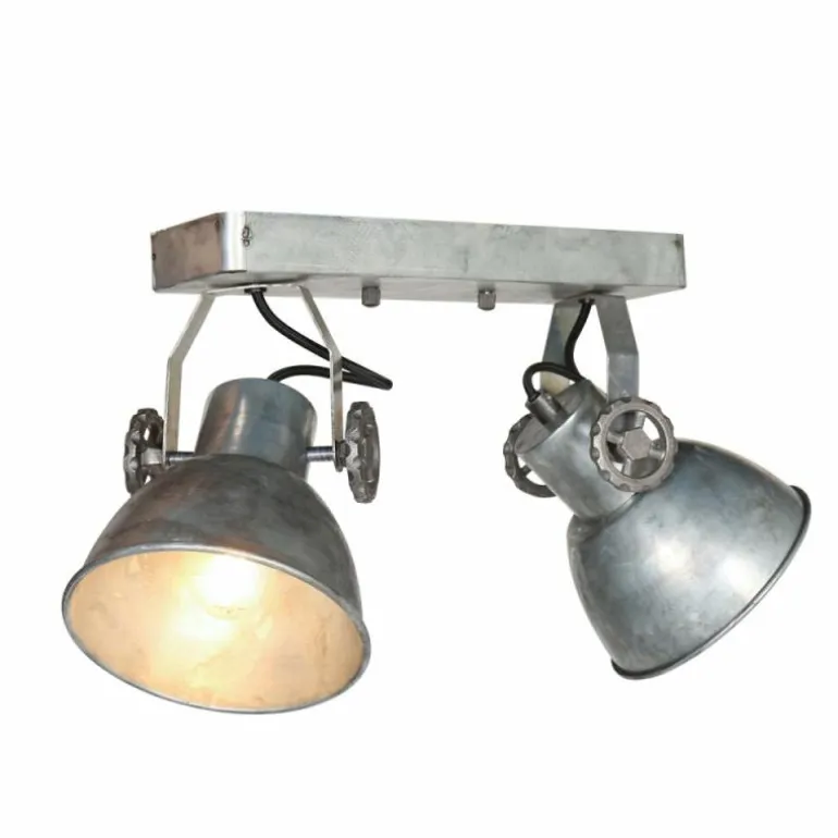 Gearmetal Plafonnier, Spot de plafond Luminaires Steinhauer Argent Oxydé, 2 lumières