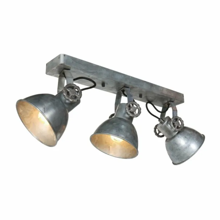 Gearmetal Plafonnier, Spot de plafond Luminaires Steinhauer Argent Oxydé, 3 lumières