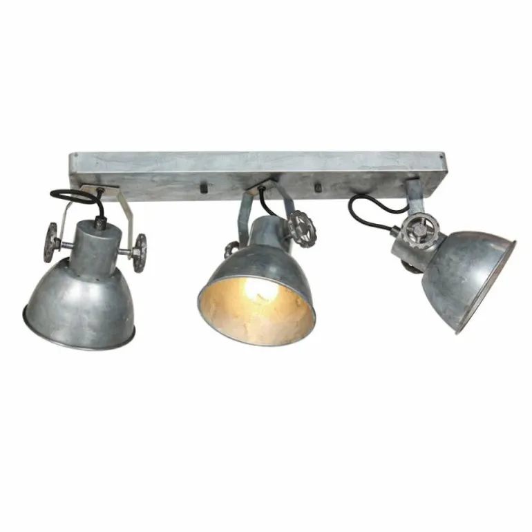Gearmetal Plafonnier, Spot de plafond Luminaires Steinhauer Argent Oxydé, 3 lumières