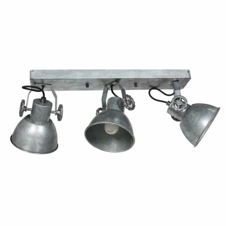 Gearmetal Plafonnier, Spot de plafond Luminaires Steinhauer Argent Oxydé, 3 lumières