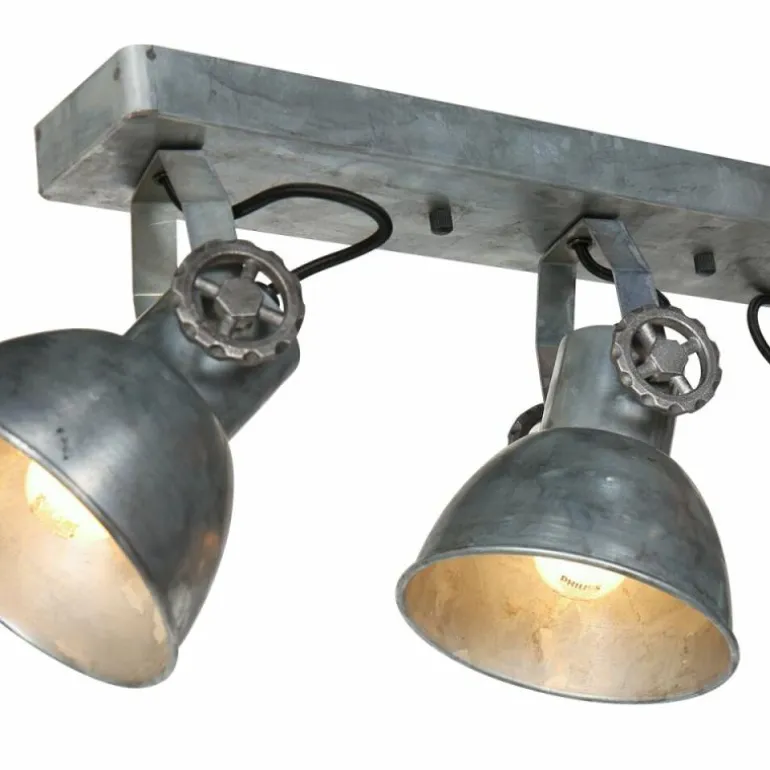 Gearmetal Plafonnier, Spot de plafond Luminaires Steinhauer Argent Oxydé, 3 lumières