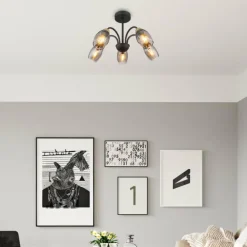 GERLY Plafonnier Luminaires Globo Lighting Noir, 5 lumières