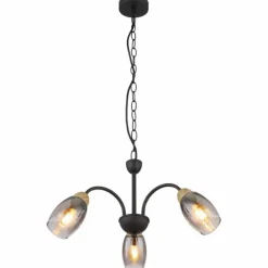 GERLY Suspension Luminaires Globo Lighting Noir, 3 lumières