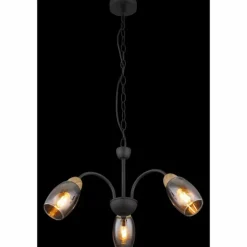 GERLY Suspension Luminaires Globo Lighting Noir, 3 lumières