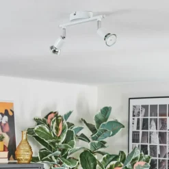 Gjedso Plafonnier, Spot de plafond LED Chrome, Blanc, 2 lumières