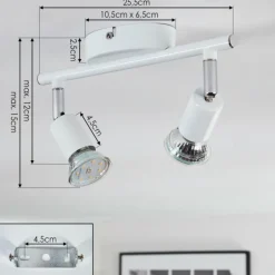 Gjedso Plafonnier, Spot de plafond LED Chrome, Blanc, 2 lumières