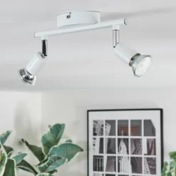 Gjedso Plafonnier, Spot de plafond LED Chrome, Blanc, 2 lumières