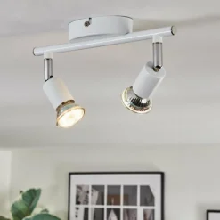 Gjedso Plafonnier, Spot de plafond LED Chrome, Blanc, 2 lumières