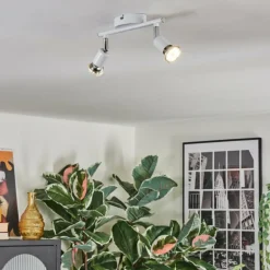 Gjedso Plafonnier, Spot de plafond LED Chrome, Blanc, 2 lumières