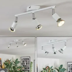 Gjedso Plafonnier, Spot de plafond LED Chrome, Blanc, 3 lumières