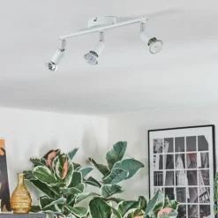 Gjedso Plafonnier, Spot de plafond LED Chrome, Blanc, 3 lumières