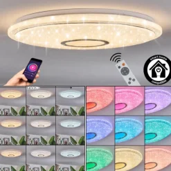 Gjevninge Plafonnier LED Argenté, Blanc, 1 lumière, Télécommandes