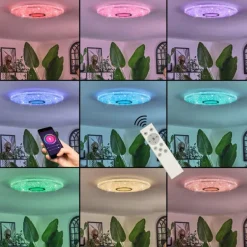 Gjevninge Plafonnier LED Argenté, Blanc, 1 lumière, Télécommandes