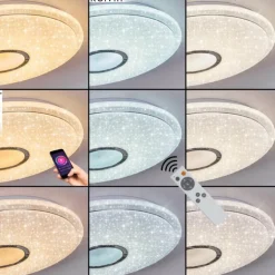 Gjevninge Plafonnier LED Argenté, Blanc, 1 lumière, Télécommandes