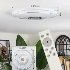 Gjevninge Plafonnier LED Argenté, Blanc, 1 lumière, Télécommandes