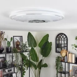 Gjevninge Plafonnier LED Argenté, Blanc, 1 lumière, Télécommandes