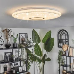 Gjevninge Plafonnier LED Argenté, Blanc, 1 lumière, Télécommandes