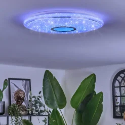 Gjevninge Plafonnier LED Argenté, Blanc, 1 lumière, Télécommandes